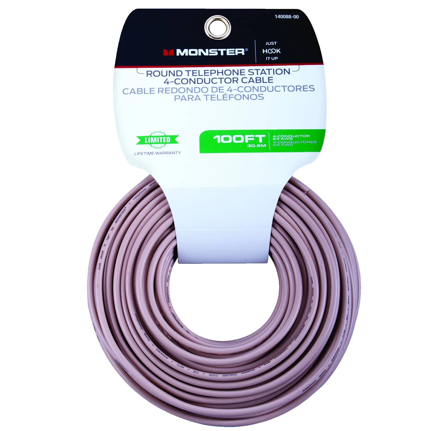 Just Hook It Up 100 Ft. L Ivory Telephone Station Wire - 4 Conductor, 24 Gauge