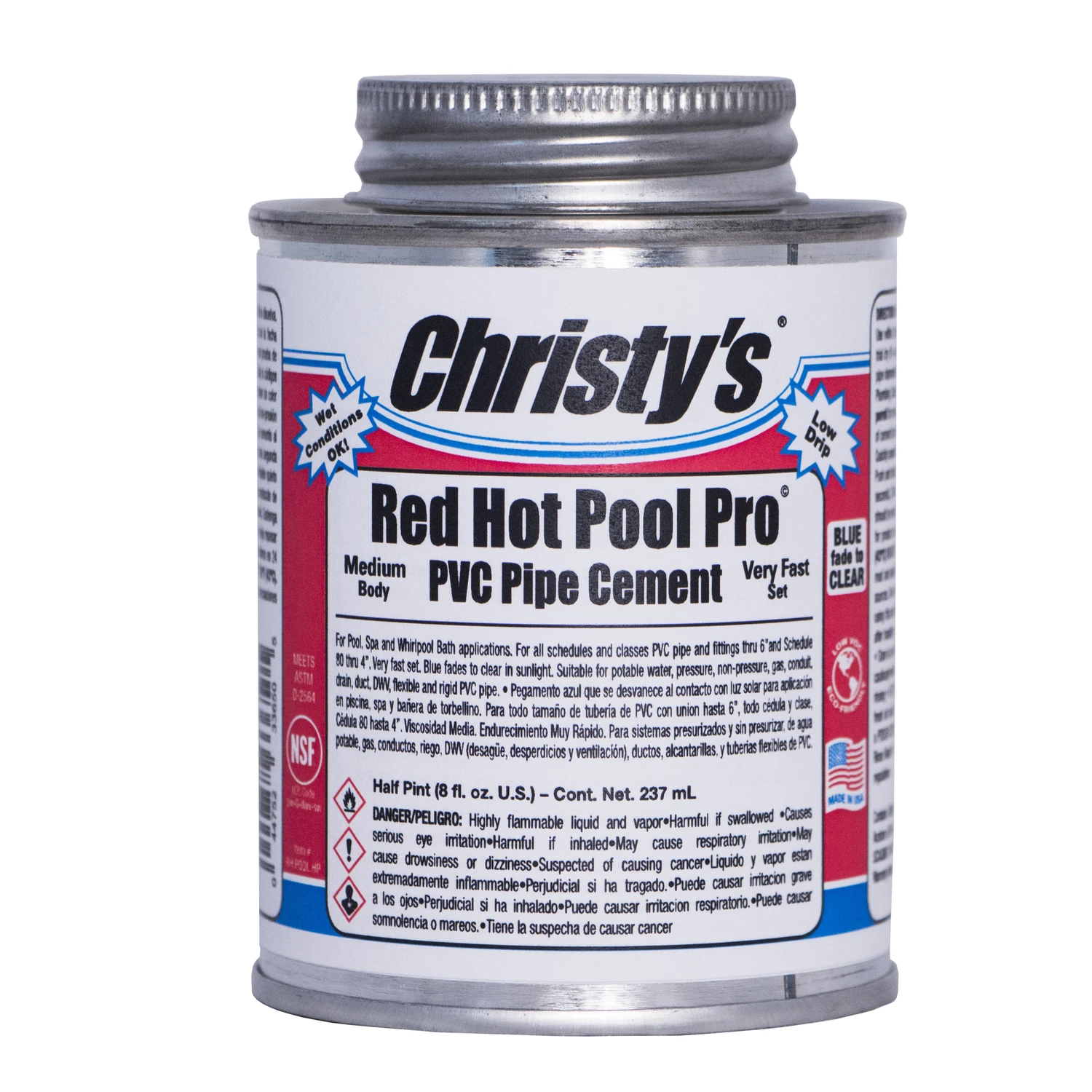Red Hot Pool Pro Clear Adhesive And Sealant For Pvc 8 Oz - Fast Set