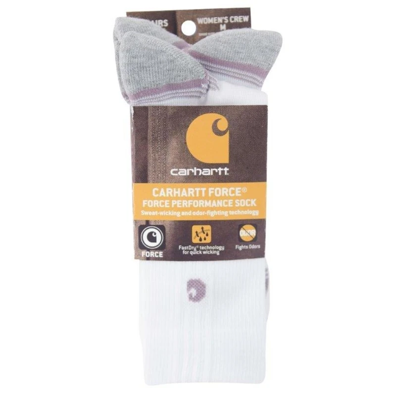 Carhartt Force Women's Performance L Crew Socks White
