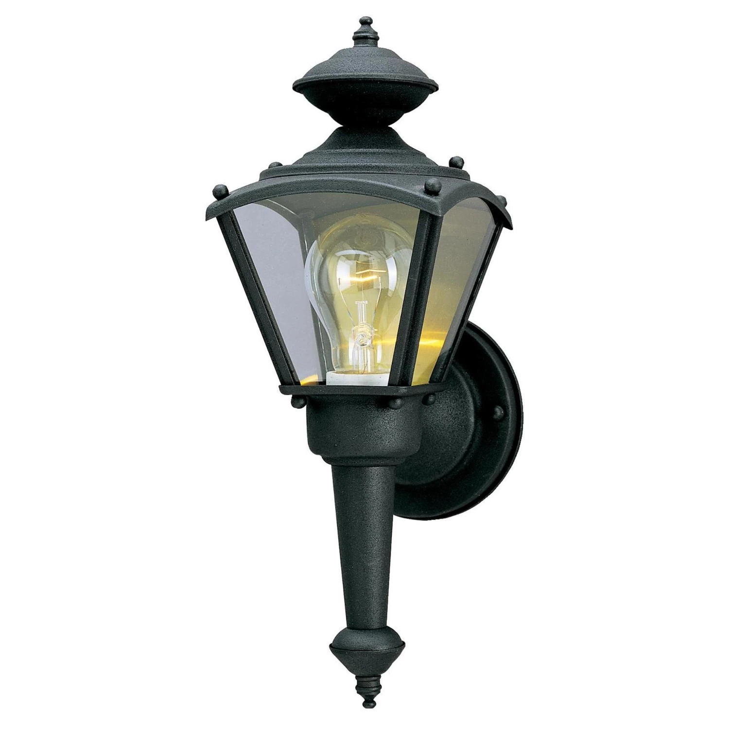1-light Matte Black Wall Sconce With Clear Glass Panels