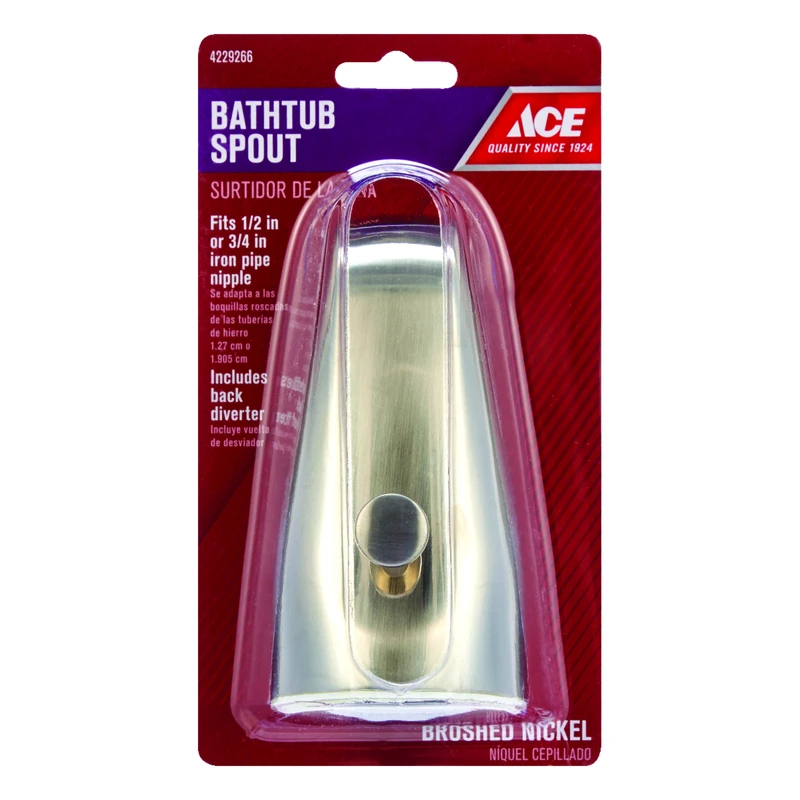 Brushed Nickel Bathtub Diverter Spout For 1/2" And 3/4" Ips