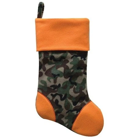 Orange Camouflage Christmas Stocking - Festive Holiday Decor