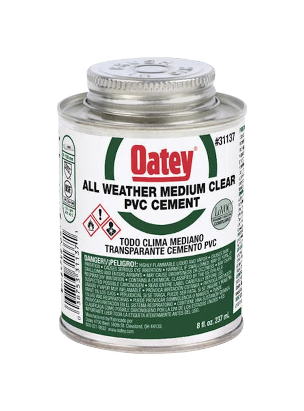 Clear All Weather Cement For Pvc 8 Oz - Medium Bodied, No Primer Needed