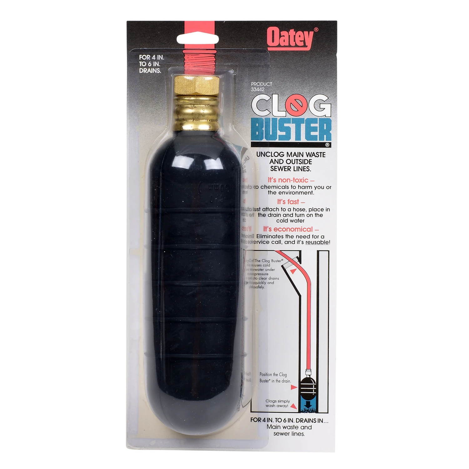 Clog-buster Drain Cleaner For 4 To 6 Inch Pipes, Model 33442