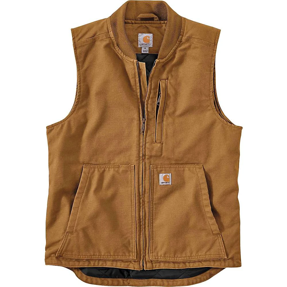 Men's Washed Duck Insulated Rib Collar Vest - Xl Regular - Carhartt Brown