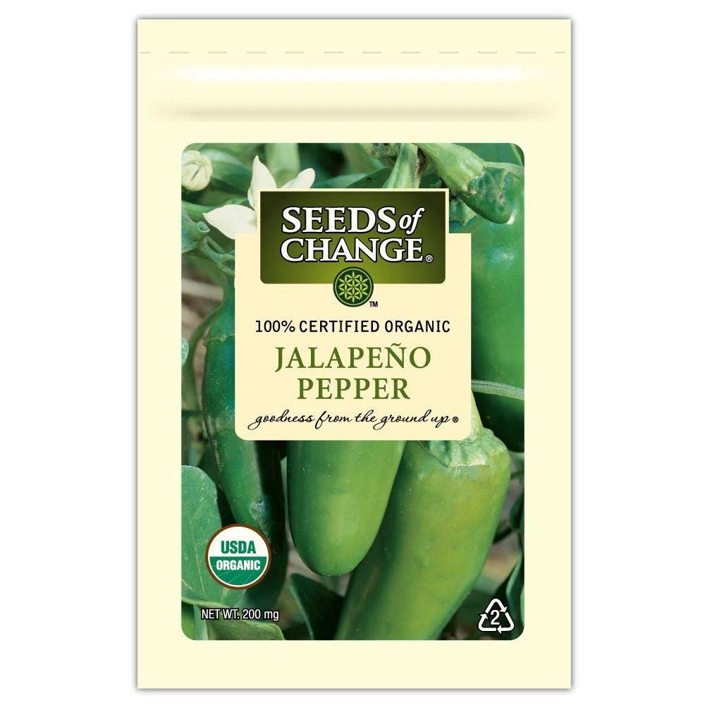 Certified Organic Pepper Jalapeno - 200 Mg, 25 Seeds, 1-pack