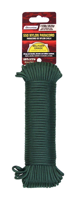 Secureline 5/32 In. Diameter X 100 Ft. Length Olive Drab Braided Nylon Paracord