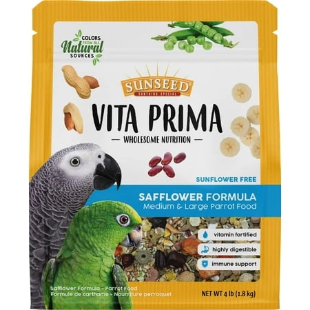 Vita Prima Safflower Large Parrot Food, 4 Lbs. - Premium Hookbill Formula
