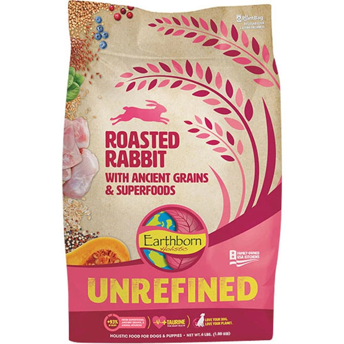 Unrefined Roasted Rabbit Dog Food With Ancient Grains, 4 Lb