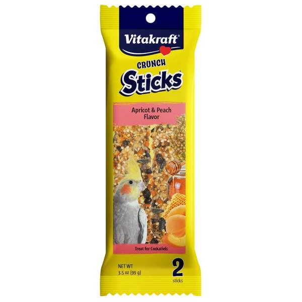 Crunch Sticks Apricot Peach Flavor Treats For Cockatiels, 3.5 Oz.