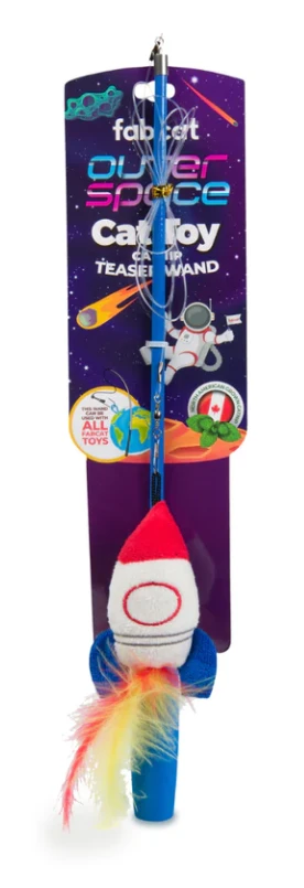 Fabcat Spaceship Teaser Cat Toy With Catnip And Colorful Feathers