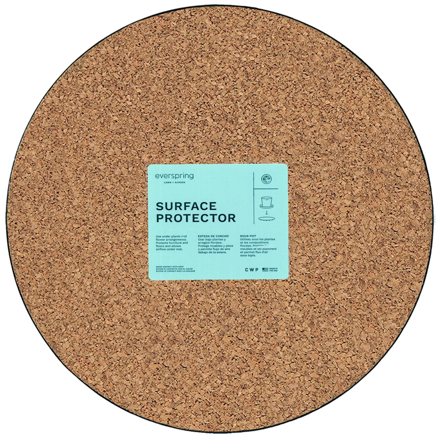 16 Inch Natural Cork And Plastic Planter Mat For Flower Pots