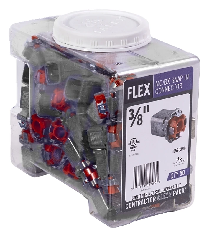 MC/BX Snap In Connector, 3/8-In., 50-Pk.