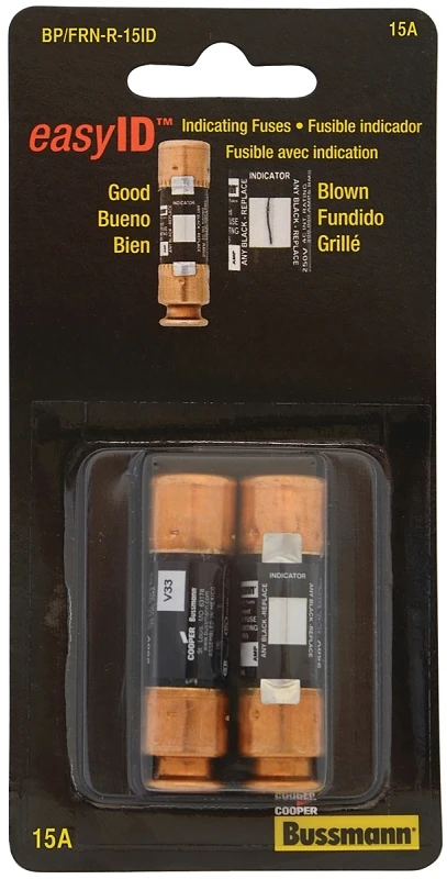 Bussmann 15A FRN-R Cartridge Heavy-Duty Time Delay Cartridge Fuse (2-Pack)