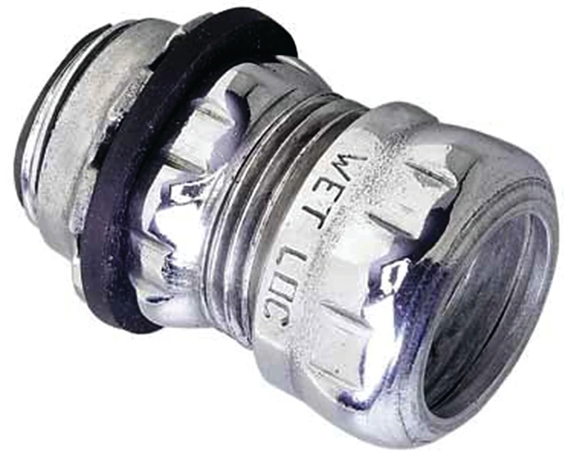 1-1/4 Inch Compression Raintight Emt Conduit Connector - Steel Construction