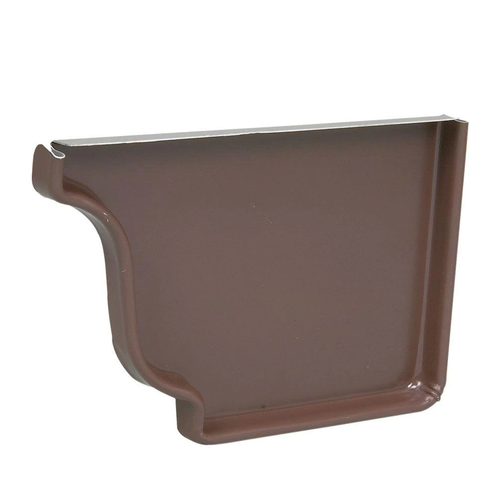 Right Gutter End Cap Brown Galvanized Steel 4 Inch