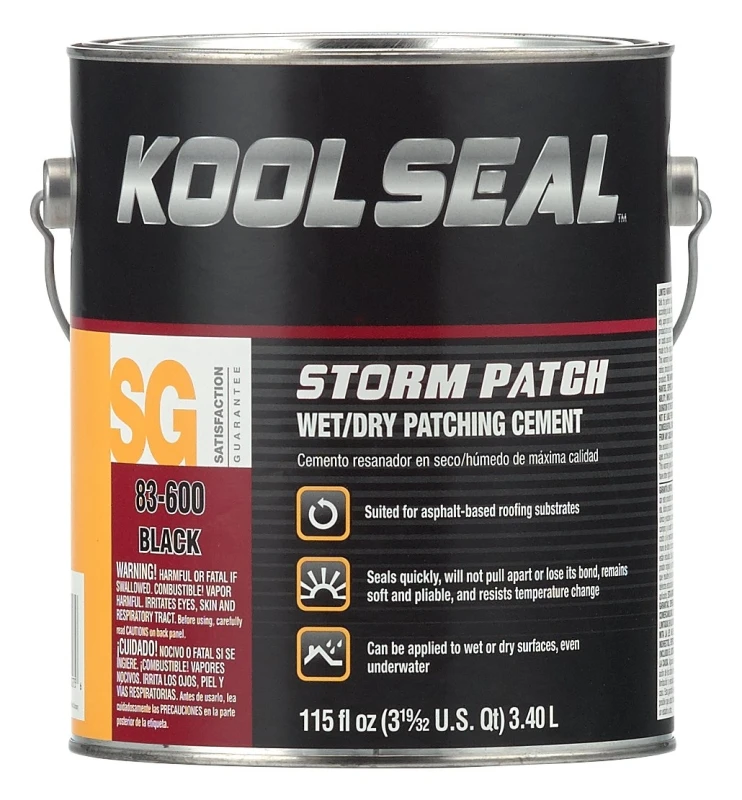 Black Roof Storm Patch Sealant, 0.9 Gallon Container for Roof Repair