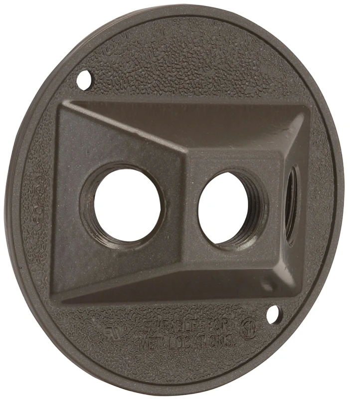 3-outlet Round Zinc Bronze Weatherproof Outdoor Box Cover, Model 5197-2