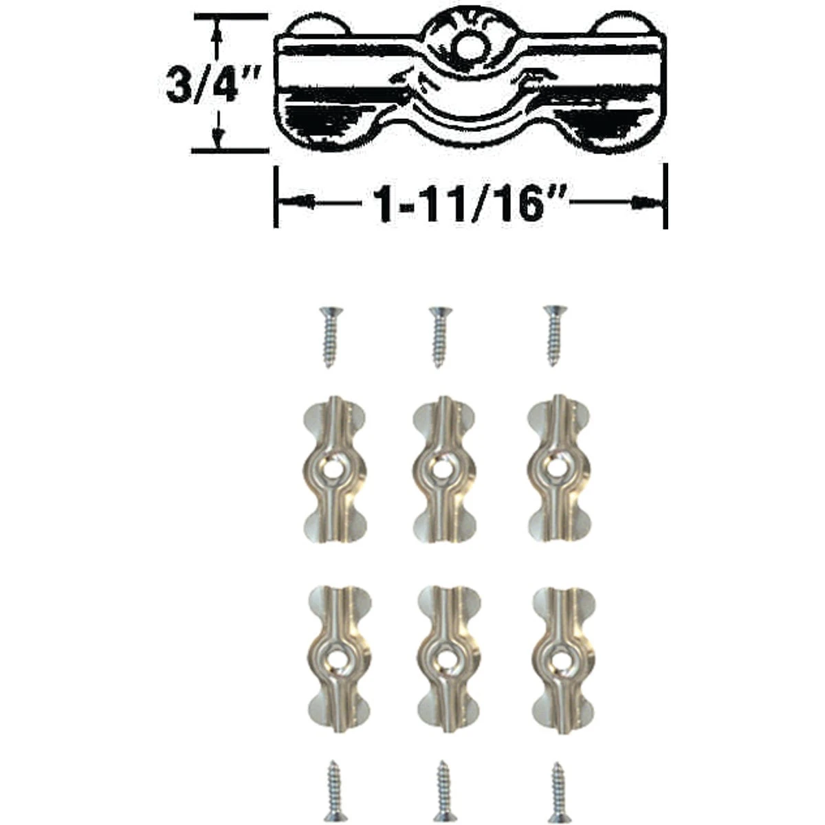 Storm Door Turn Buttons With Screws, Aluminum, 1-11/16 x 3/4 In., 6-Pk.