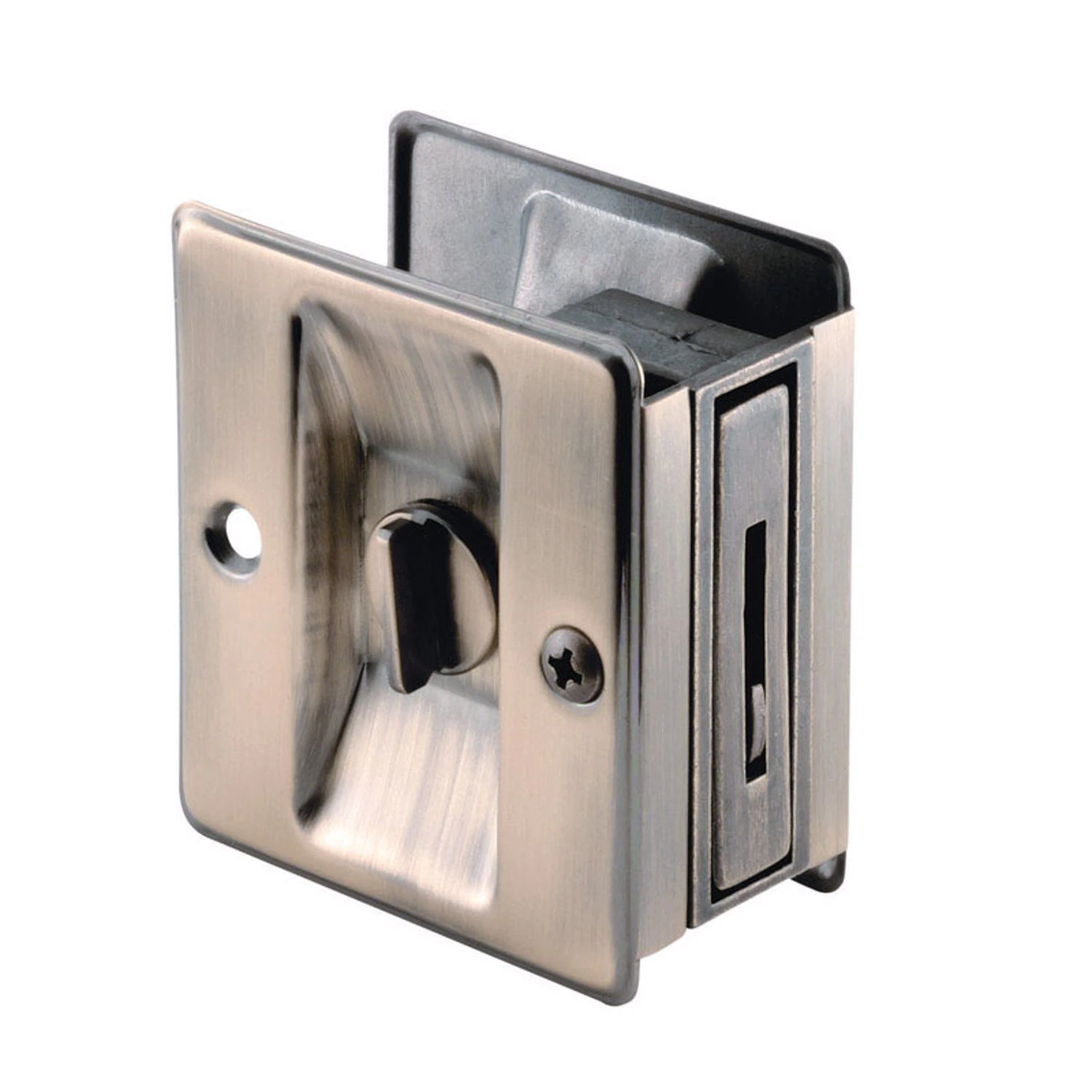2.5 In. Antique Brass Pocket Door Pull With Privacy Lock - Model N 6774