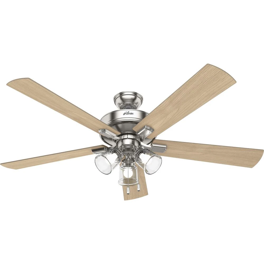 Crestfield 60-Inch Ceiling Fan with Three LED Lights, Brushed Nickel Finish