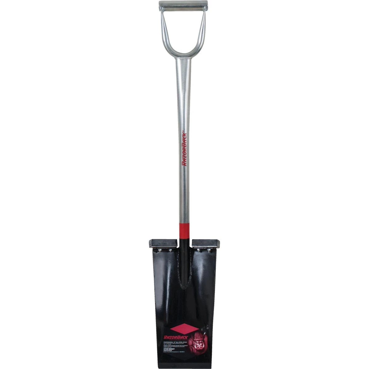 13 Inch All Steel Drain Spade With D-grip And Dual Rubber Steps