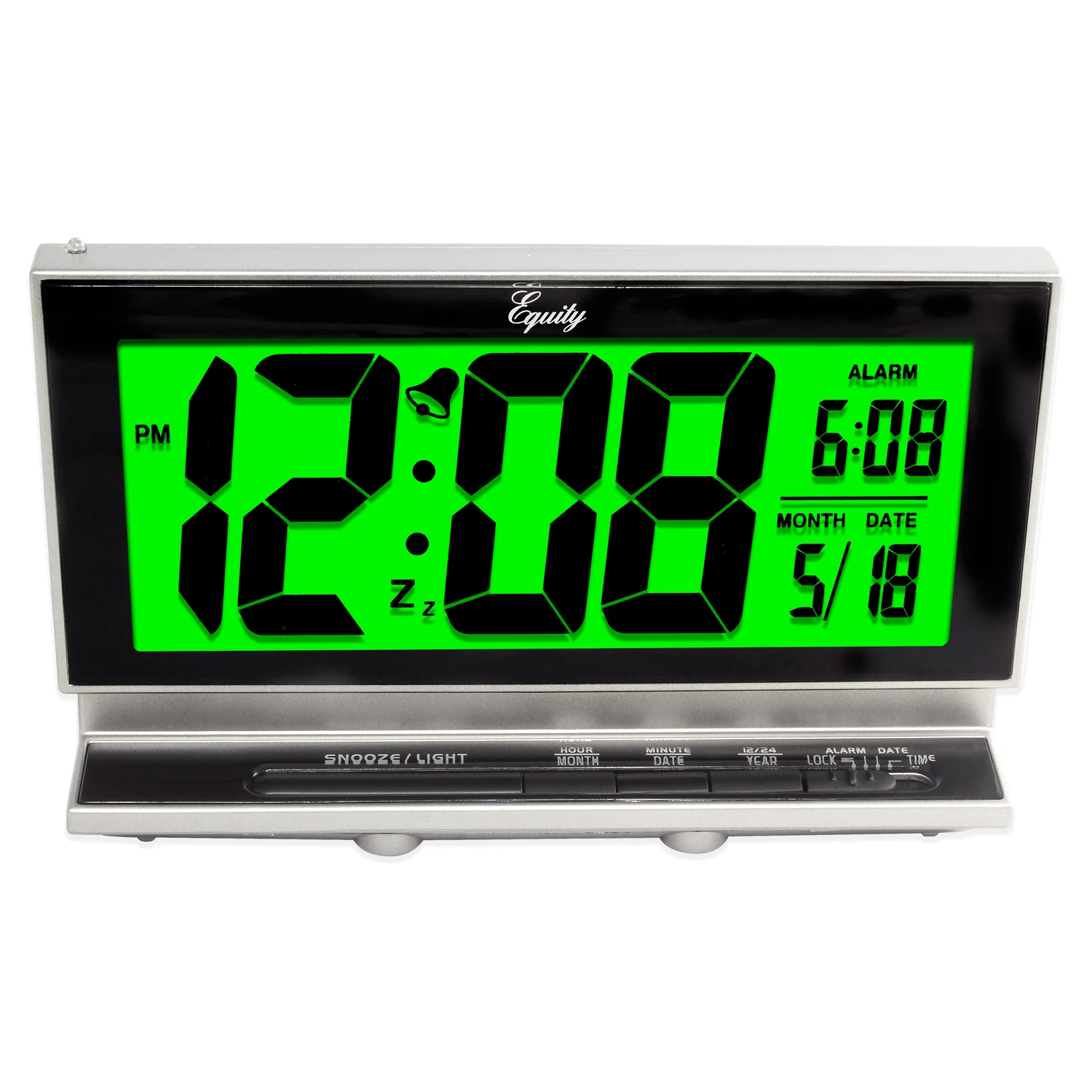 Technology Equity 3.66 In. Silver Lcd Alarm Clock With Auto Dim Feature