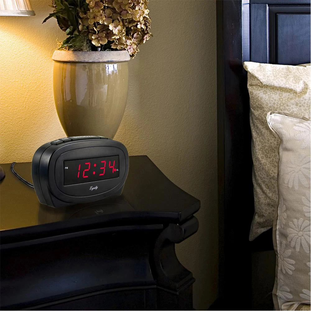 Equity 0.9 In. Red Led Alarm Clock With Usb Charging Port - Model 30024