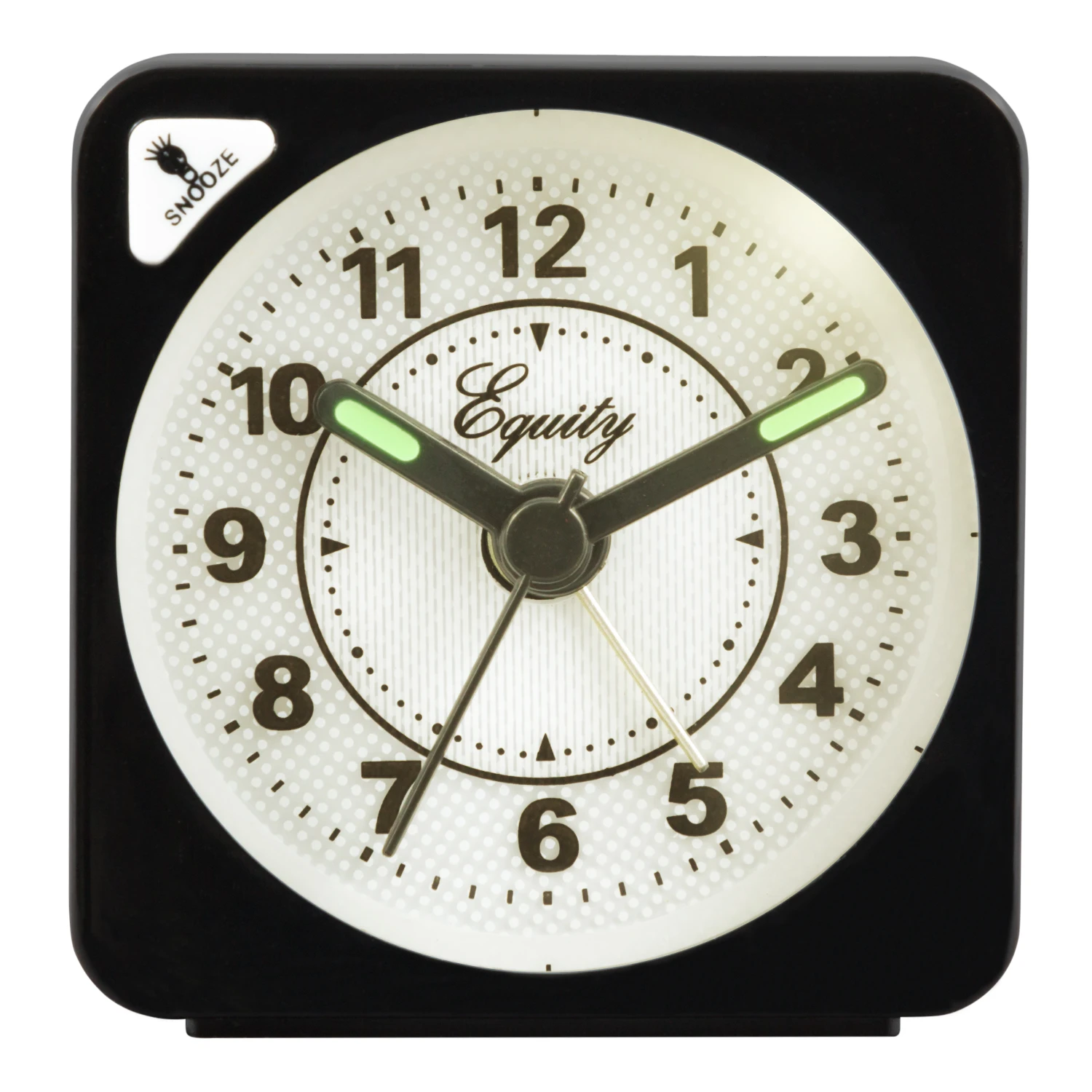 Equity Quartz Analog Travel Alarm Clock - Black Case, 2.5 In.