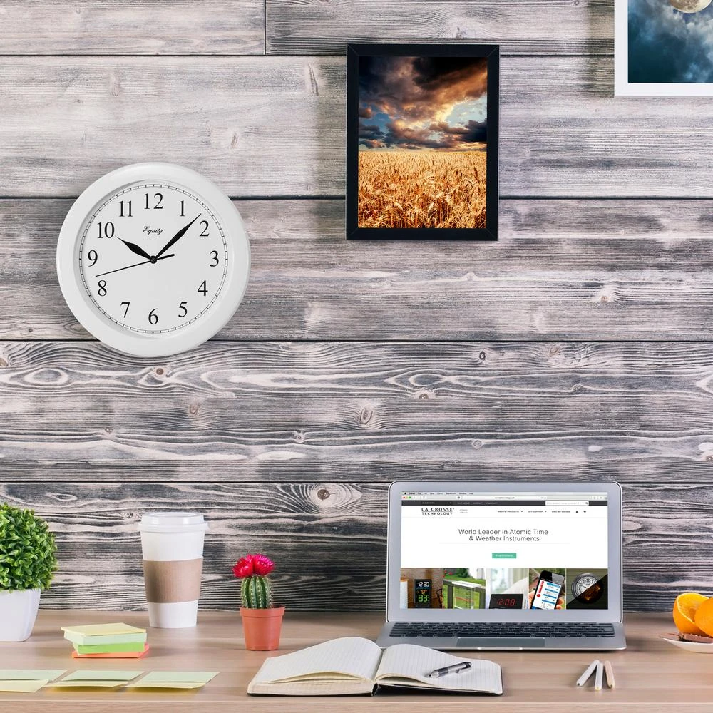 Equity 10" White Quartz Wall Clock With Glass Lens