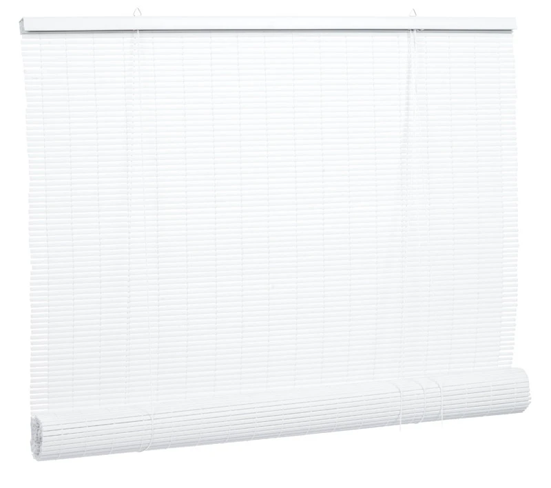 White PVC Roll Up Blinds Measuring 120 Inches by 72 Inches