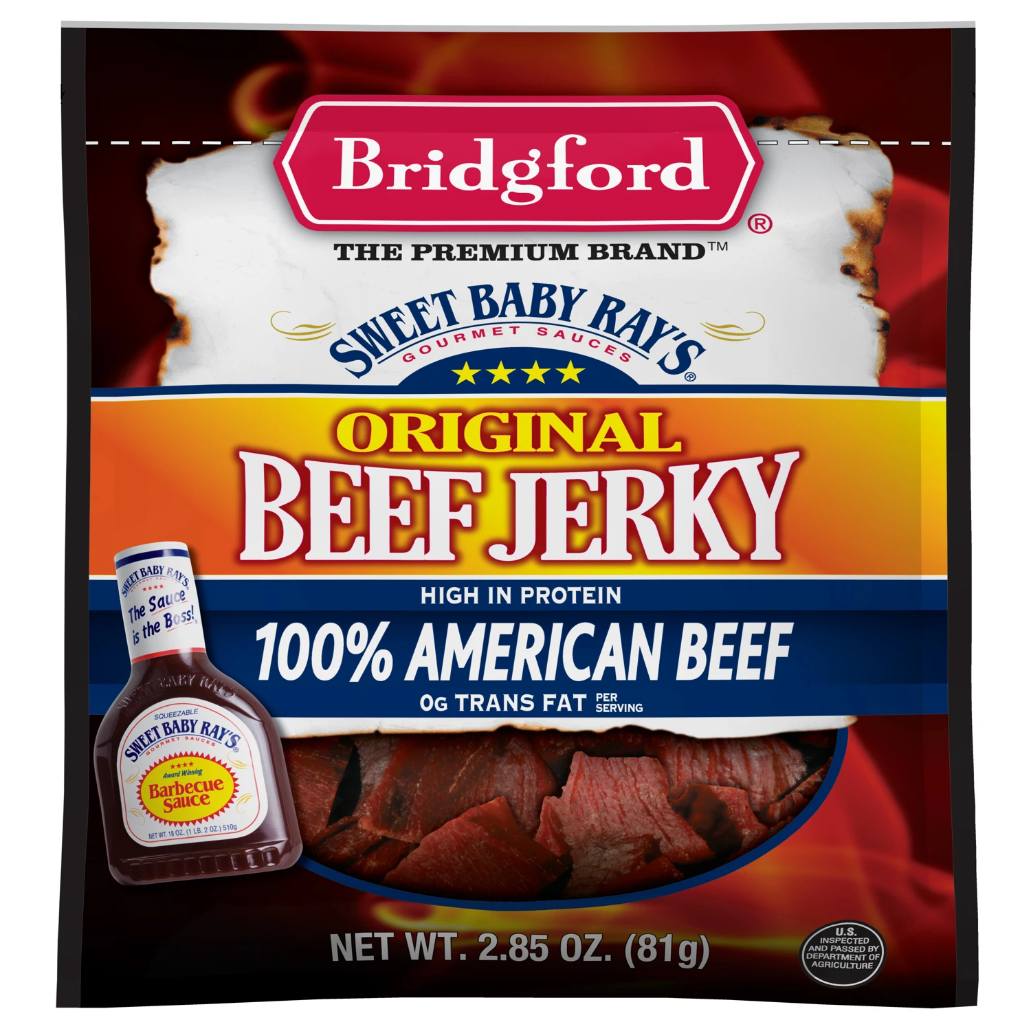 Sweet Baby Ray's Original Beef Jerky 2.85 Oz Bag
