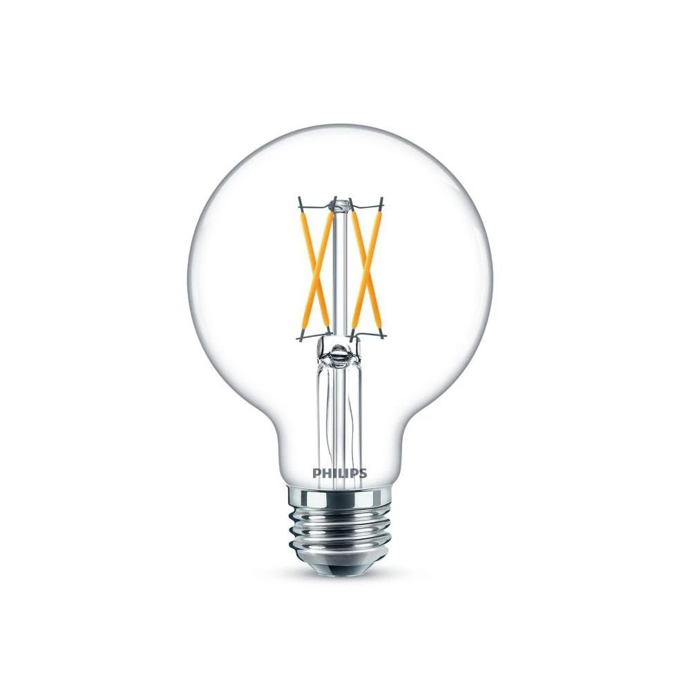 Philips Warm Glow 25W Equivalent Soft White G25 Medium Clear LED Decorative Light Bulb, Title 20 (2-Pack)