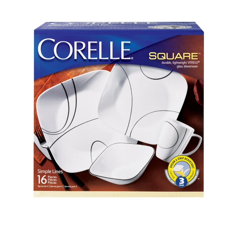 Simple Lines Square Dinnerware 16-piece Set - Timeless Design