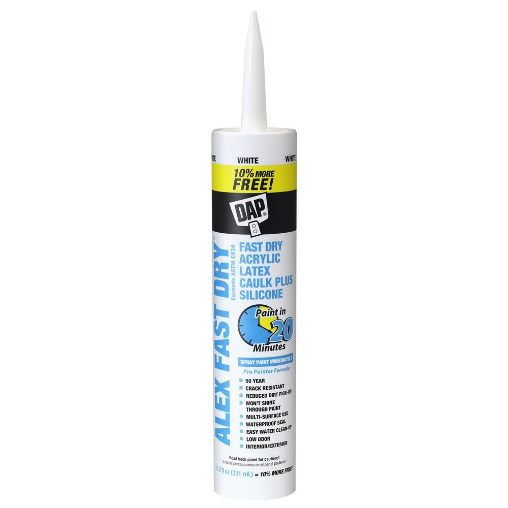 11.2-ounce White Paintable Acrylic Latex Caulk Plus Silicone For Windows And Doors