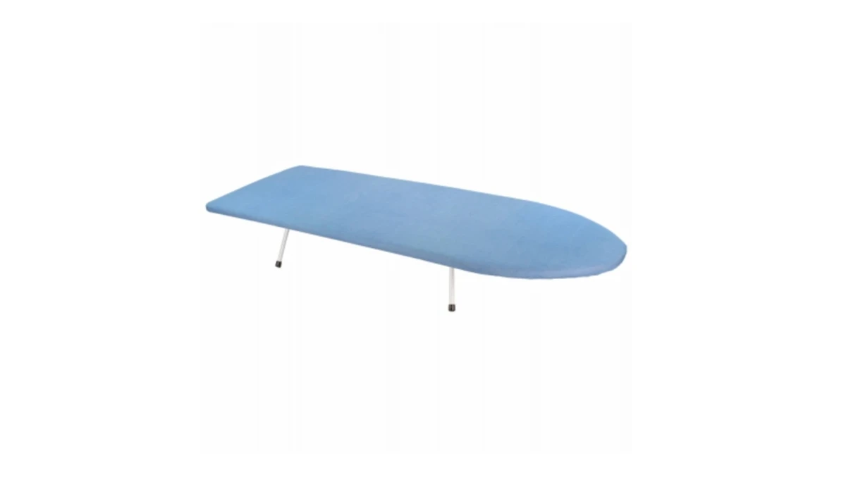 Table-top Wooden Ironing Board With Blue Cover, 11.8 X 32 Inches
