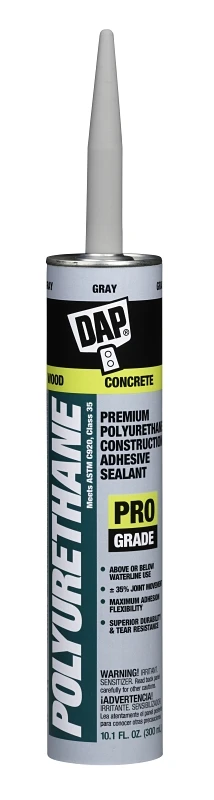 10.1 Oz. Premium Polyurethane Construction Adhesive Sealant, Gray - Durable & Flexible