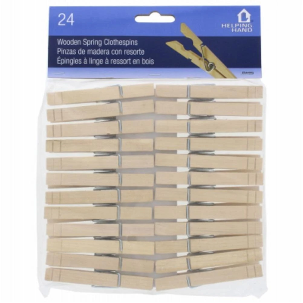 Wood Clothespins, Spring Close, 24-Pk.