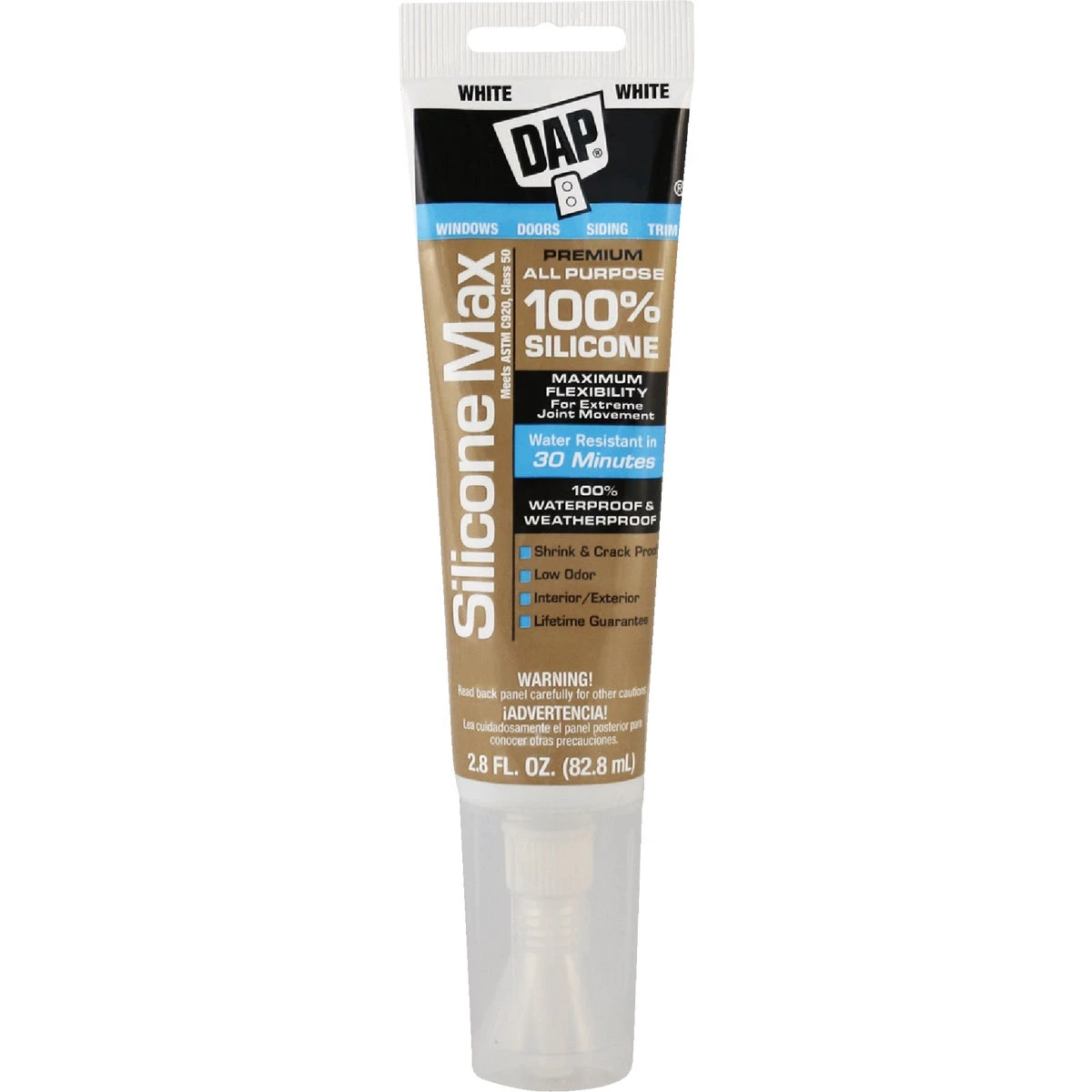 Silicone Max Premium White Window and Door Sealant, 2.8 Ounce Tube