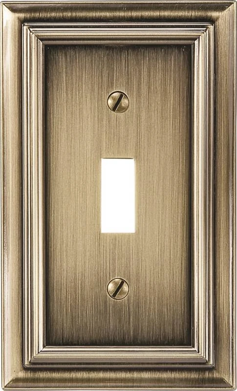 Continental Brushed Brass Metal Wall Plate with One Toggle Opening