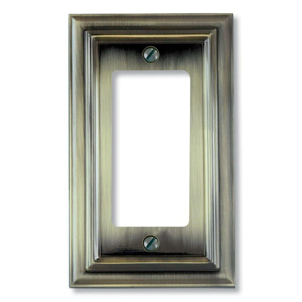 Continental Brushed Brass Wall Plate, 1 Rocker, Cast Metal, Model 94rbb