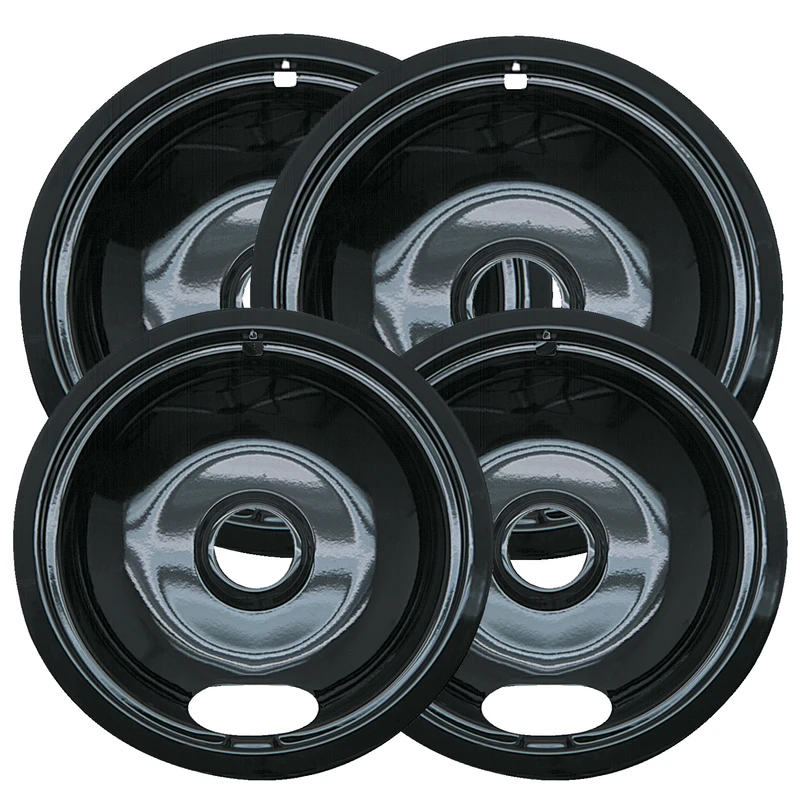 Electric Range Drip Pan Set, A Series Plug-In Element, Porcelain, 4-Pk.