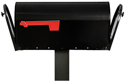 Elite Plus Double Door Steel Post-mount Mailbox With Rear Access Door - Black