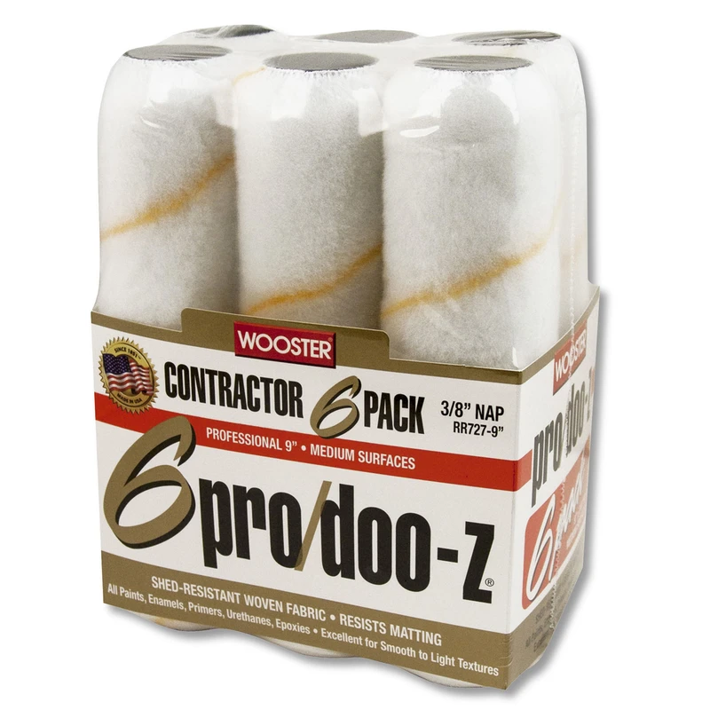 Pro/Doo-Z Paint Roller Covers, 3/8-In. Nap, 9-In., 6-Pk.