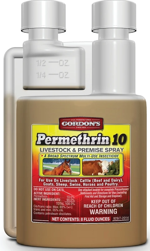 Permethrin 10 Percent Livestock and Premise Insecticide Spray Concentrate, 8 Ounce Bottle