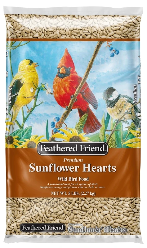 Sunflower Hearts Wild Bird Food, 5 Pound Bag - Shell-free Treat