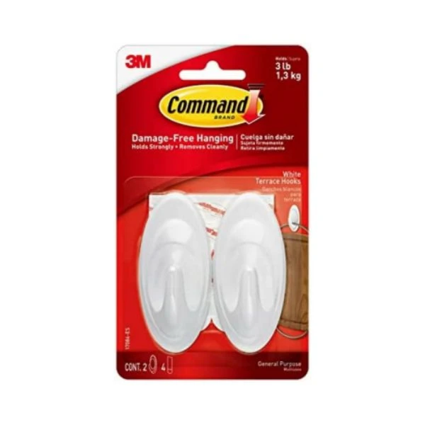 White Terrace Hooks, 2 Hooks/4 Strips