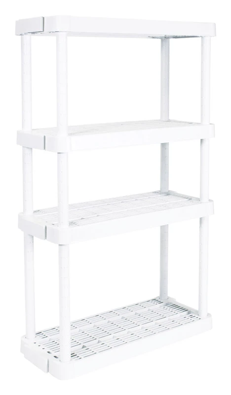 Adjustable 4-Shelf Medium Duty Shelving Unit White 14 by 32 by 54.5 Inches