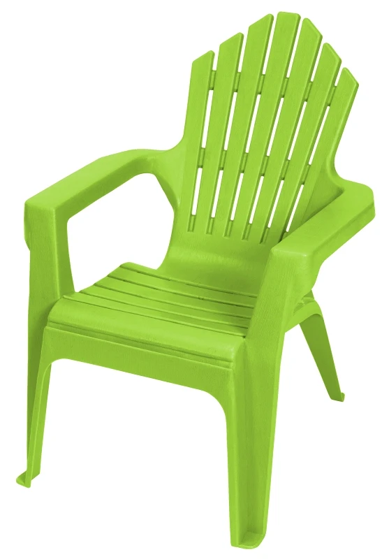 Kids Adirondack Chair Green Resin Durable Outdoor Seating