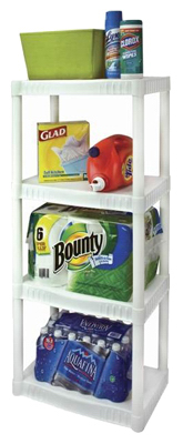White Plastic 4-Shelf Shelving Unit 24 Inch by 12 Inch by 48.25 Inch